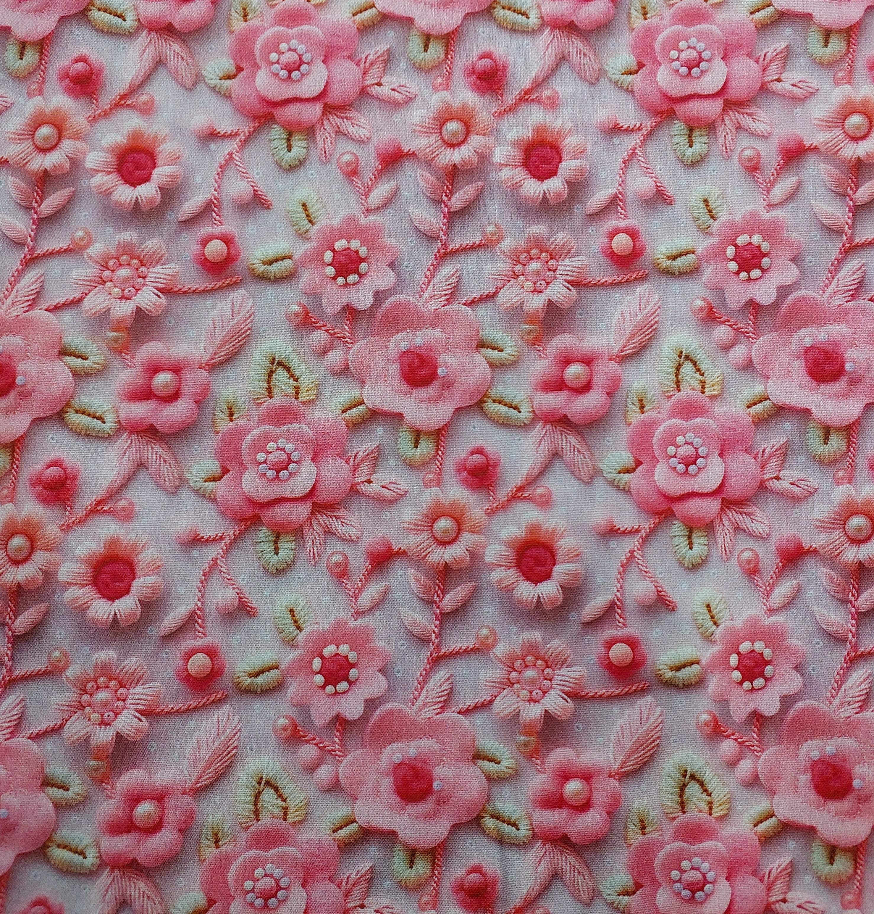 Tricoline Digital 100% Alg. 50x150cm - Estampa 3D Doce Primavera